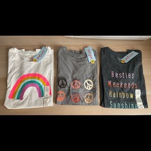 Lot of 3 brand new with tags cat & jack girls graphic short sleeve shirt l & xl